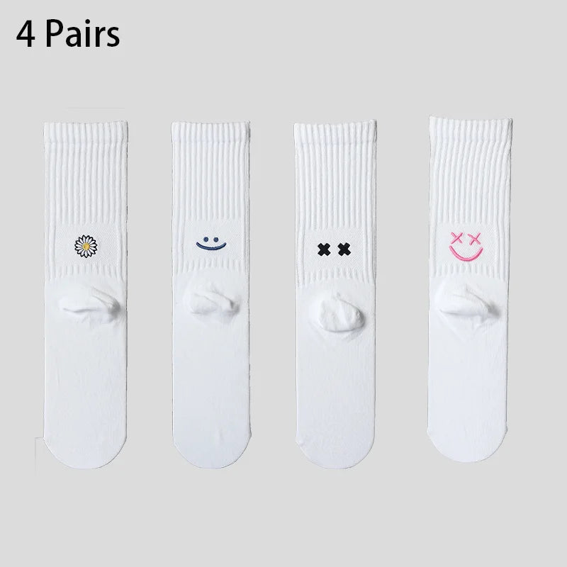 Men's Cotton Cushioned Crew Socks 4 Pairs Breathable Daily Wear