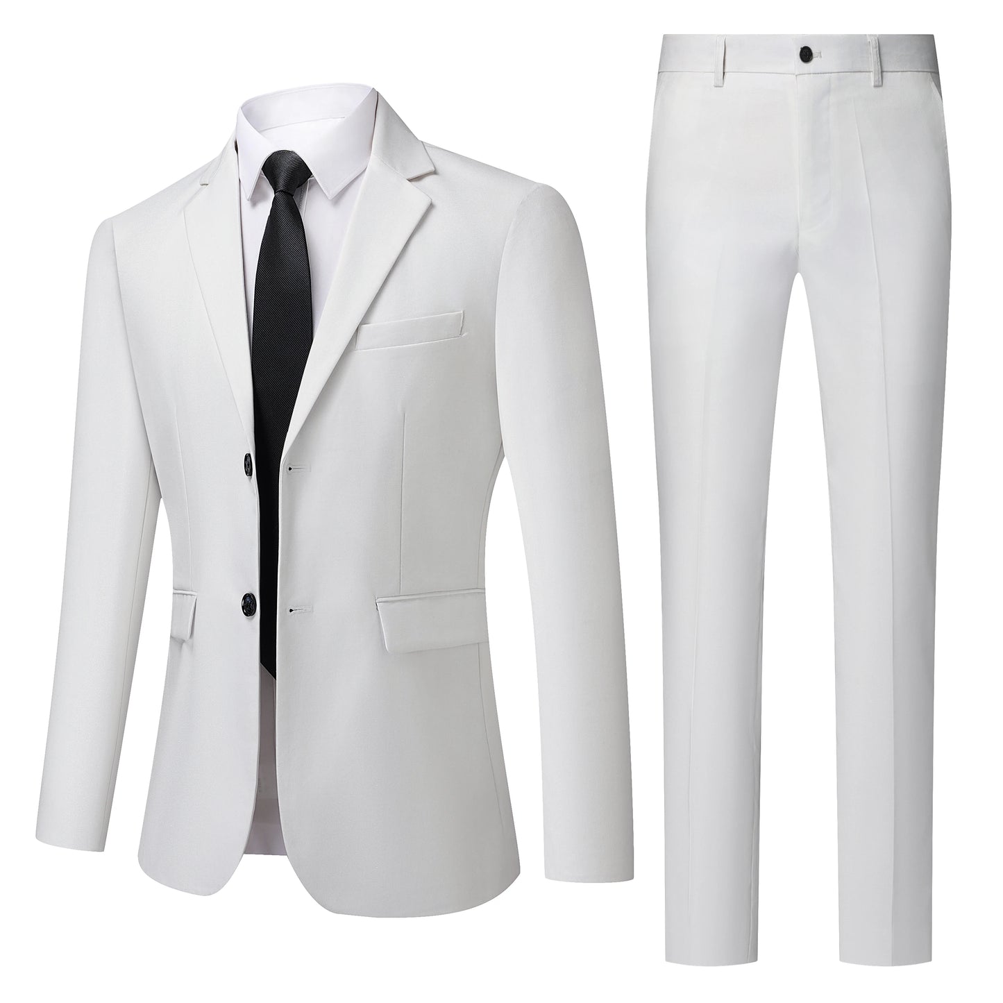 Men's Four Seasons Slim Fit Two Piece Suit Anti Wrinkle Polyester