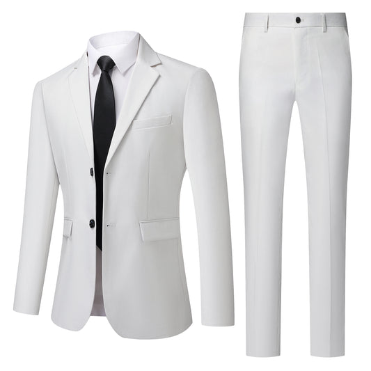 Men's Four Seasons Slim Fit Two Piece Suit Anti Wrinkle Polyester