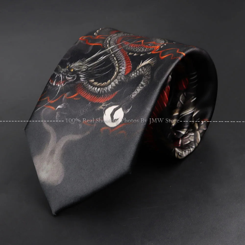 ZLQGOU Mens Polyester Graffiti Maths Fruits Animal Print Necktie