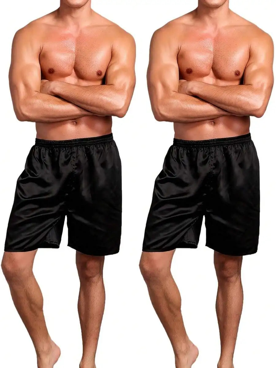 Mens Loose Ice Silk Shorts Summer Lounge Pajama Bottoms Comfortable Home Wear