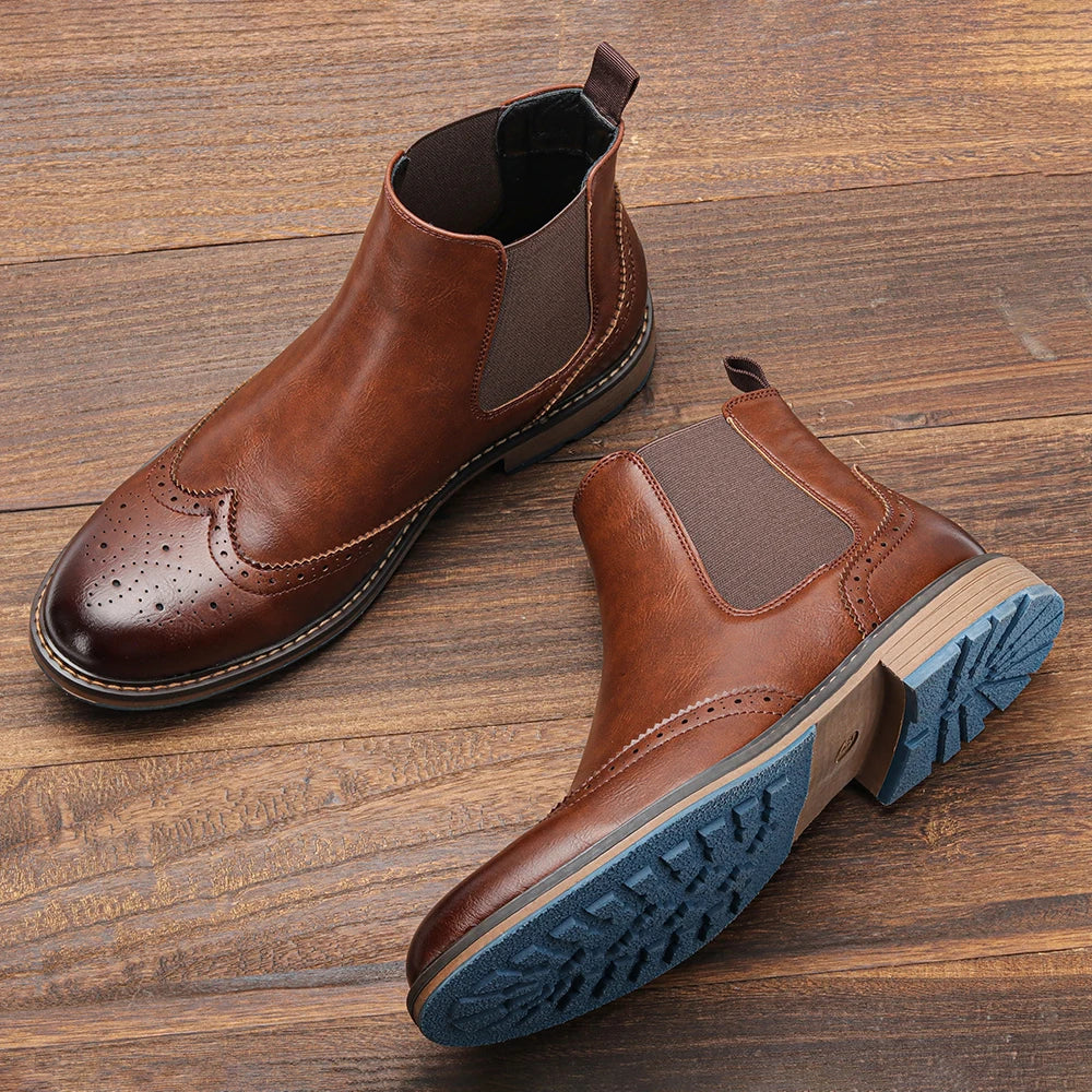 Hecrafted Chelsea Boots Men Ankle Casual Retro Fashion