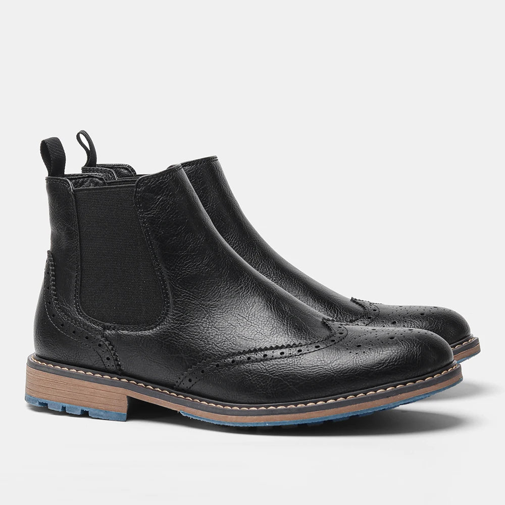Hecrafted Western Style Ankle Boots For Men Comfortable Classic