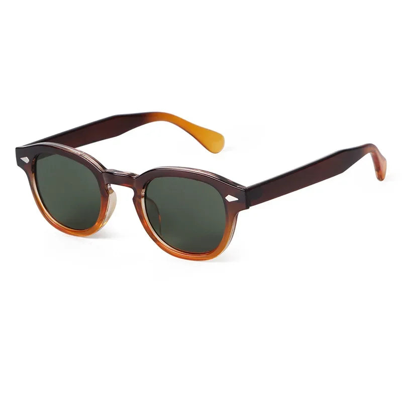 RPXBGUCKARHG Vintage Shell Round Sunglasses Unisex UV400 Rivet Design