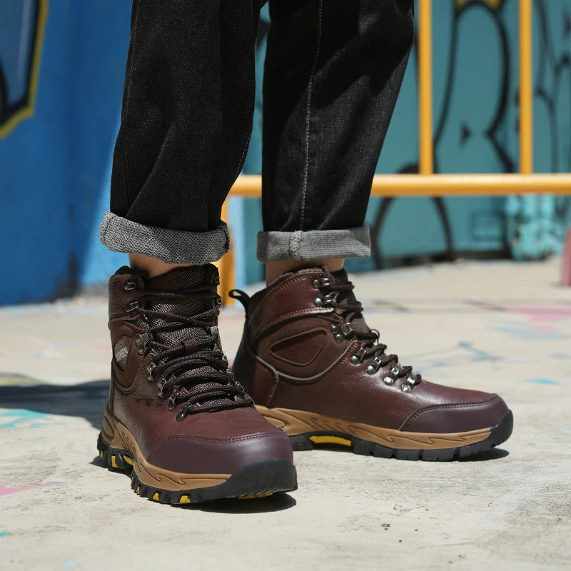 VEIGAR Waterproof Leather Work Boots for Men Indestructible Safety Shoes