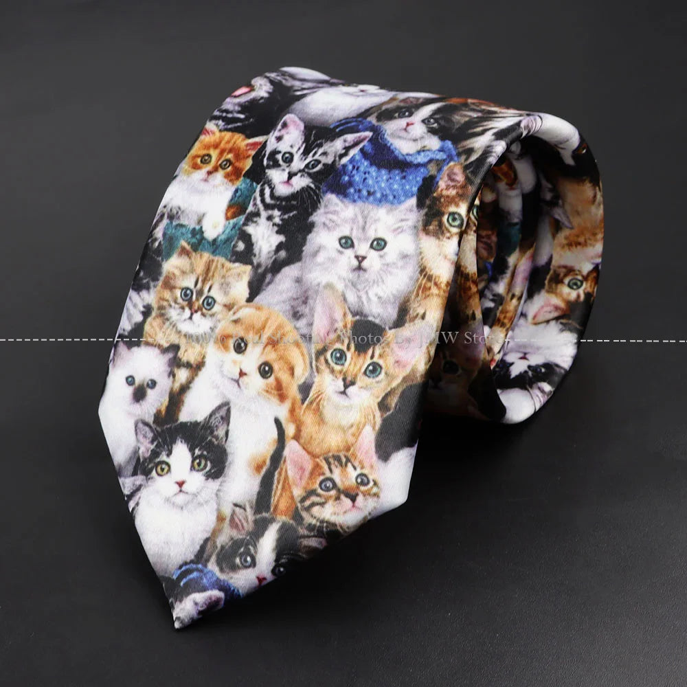 ZLQGOU Mens Polyester Graffiti Maths Fruits Animal Print Necktie