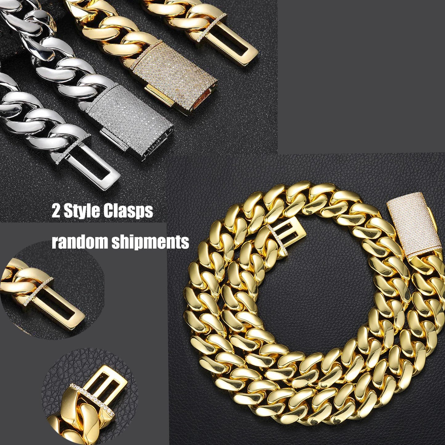 Hip Hop Bling Iced Out Gold-Plated Cuban Miami Link Necklace