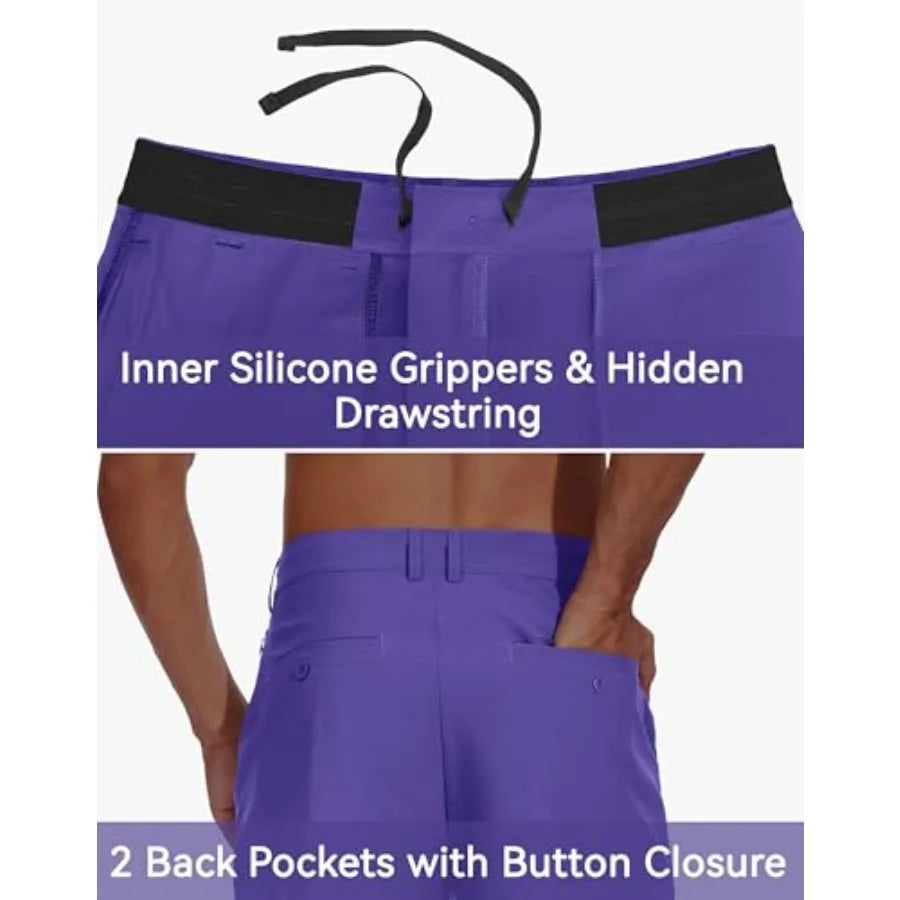 Men's Golf Shorts Stretch Quick Dry Flat Front Hybrid With Zip Pocket