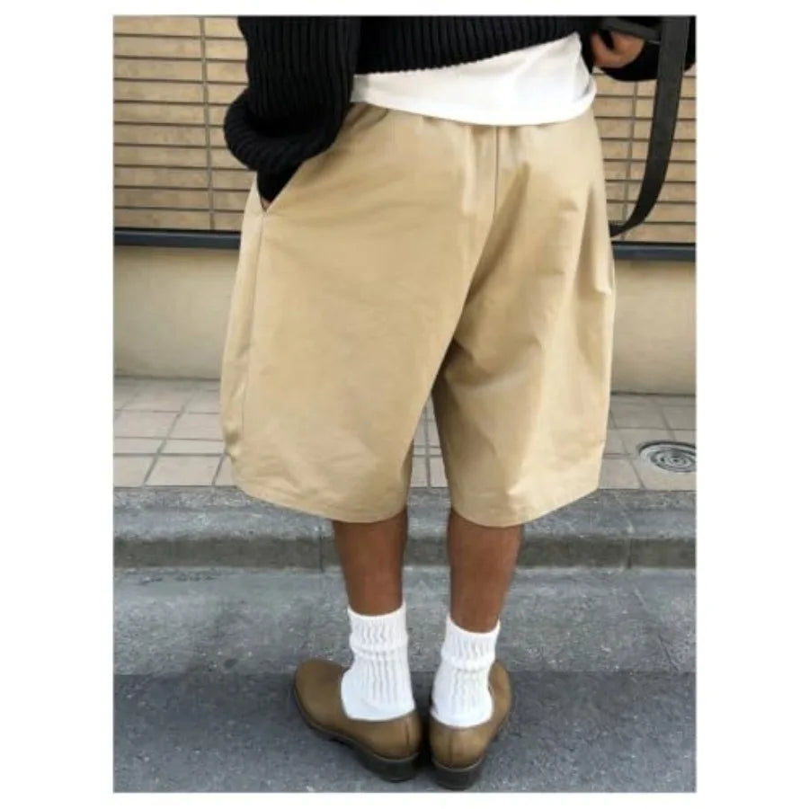 Men's Pleated Cargo Shorts Summer Casual Wide Leg Bermuda Jorts