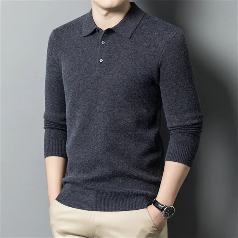 Mens Wool Knit Pullover Sweater Casual Loose Fit Autumn Winter