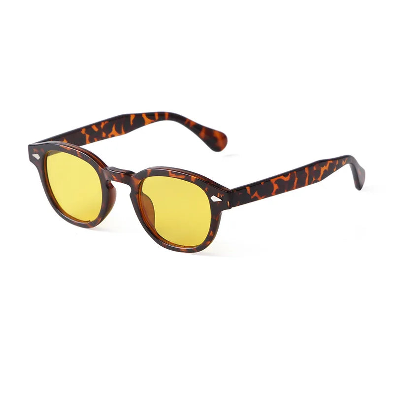RPXBGUCKARHG Vintage Shell Round Sunglasses Unisex UV400 Rivet Design