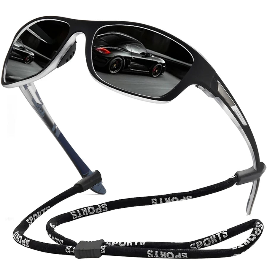 Windproof Outdoor Sports Sunglasses With Rope Strap For Cycling Use
