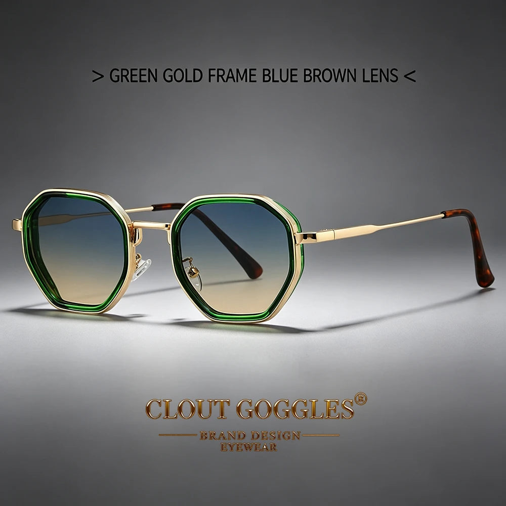 Yooske Classic Metal Polygon Sunglasses Featuring Uv400 Plastic Lenses
