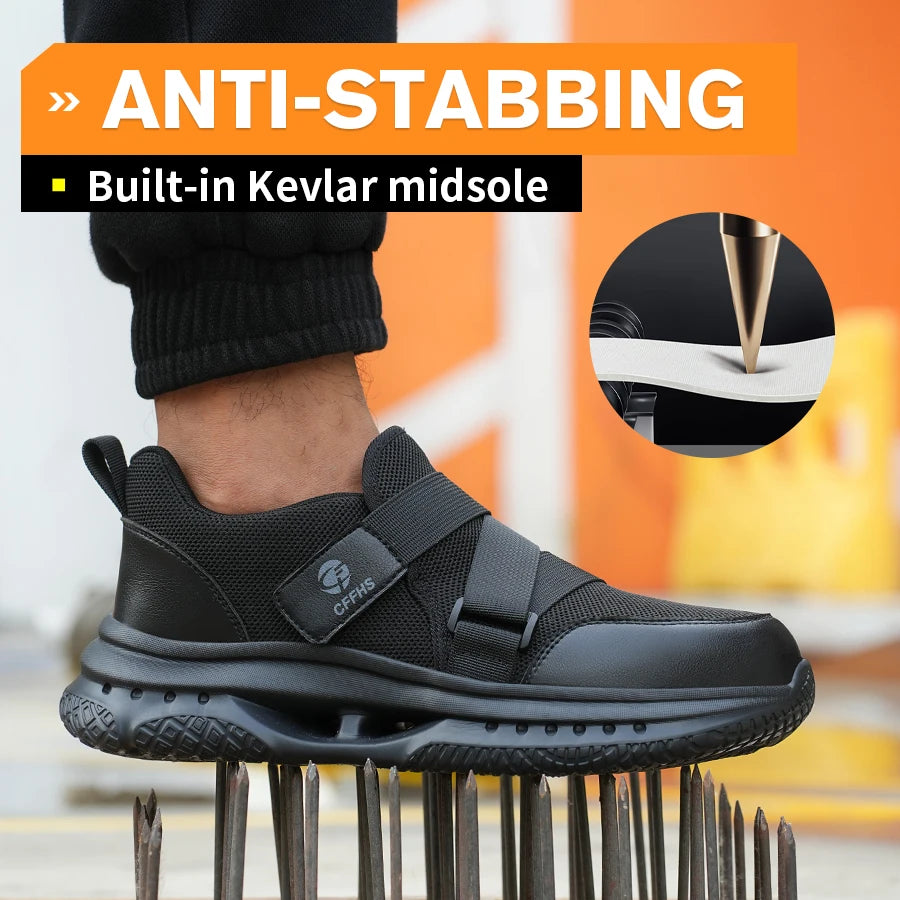 Men's Velcro-Fastened Breathable Casual Work Safety Shoes