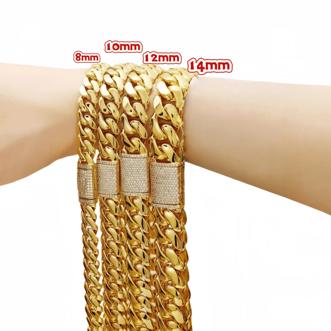 Hip Hop Bling Iced Out Gold-Plated Cuban Miami Link Necklace