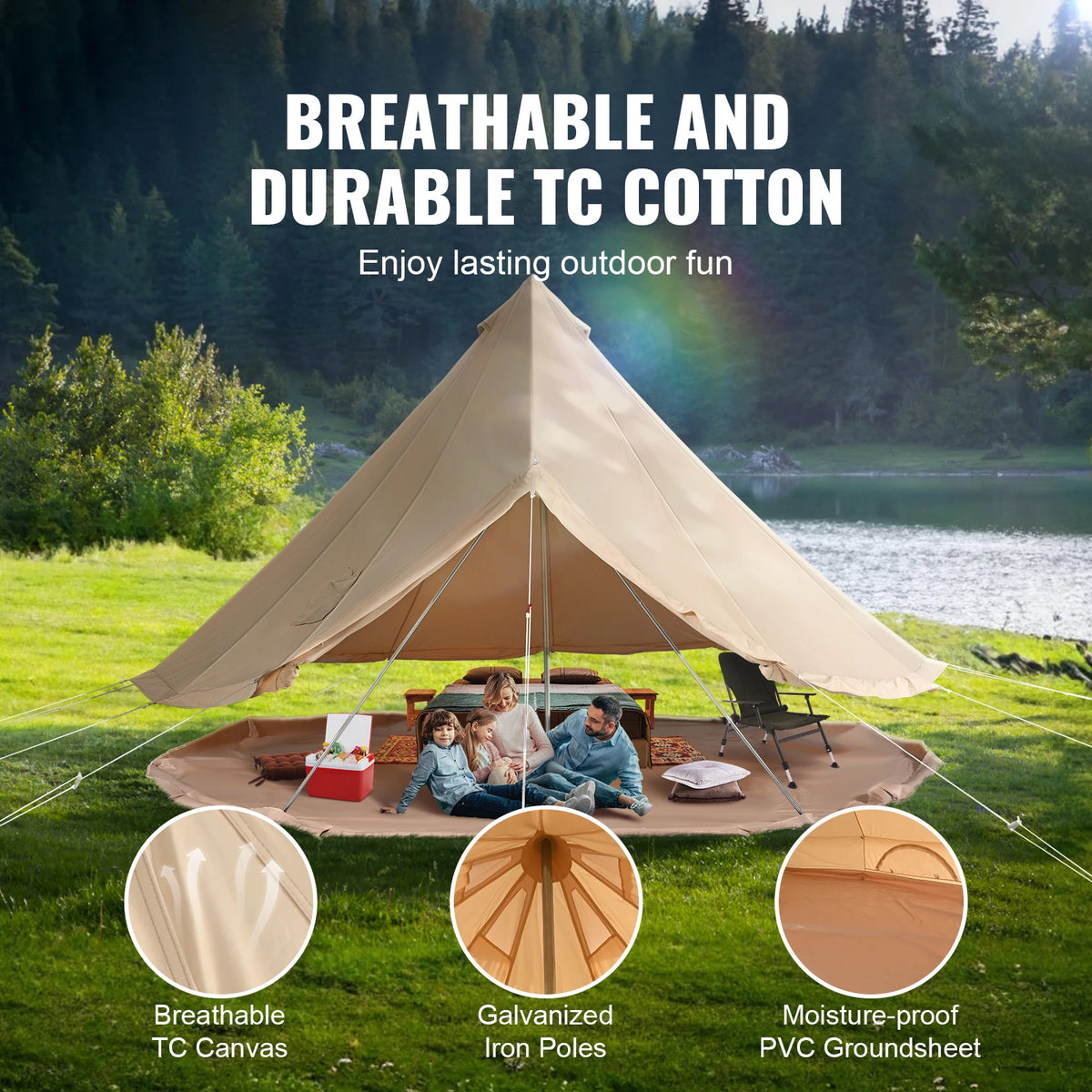 SucceBuy Four Seasons Canvas Bell Tent With Stove Vent Camping