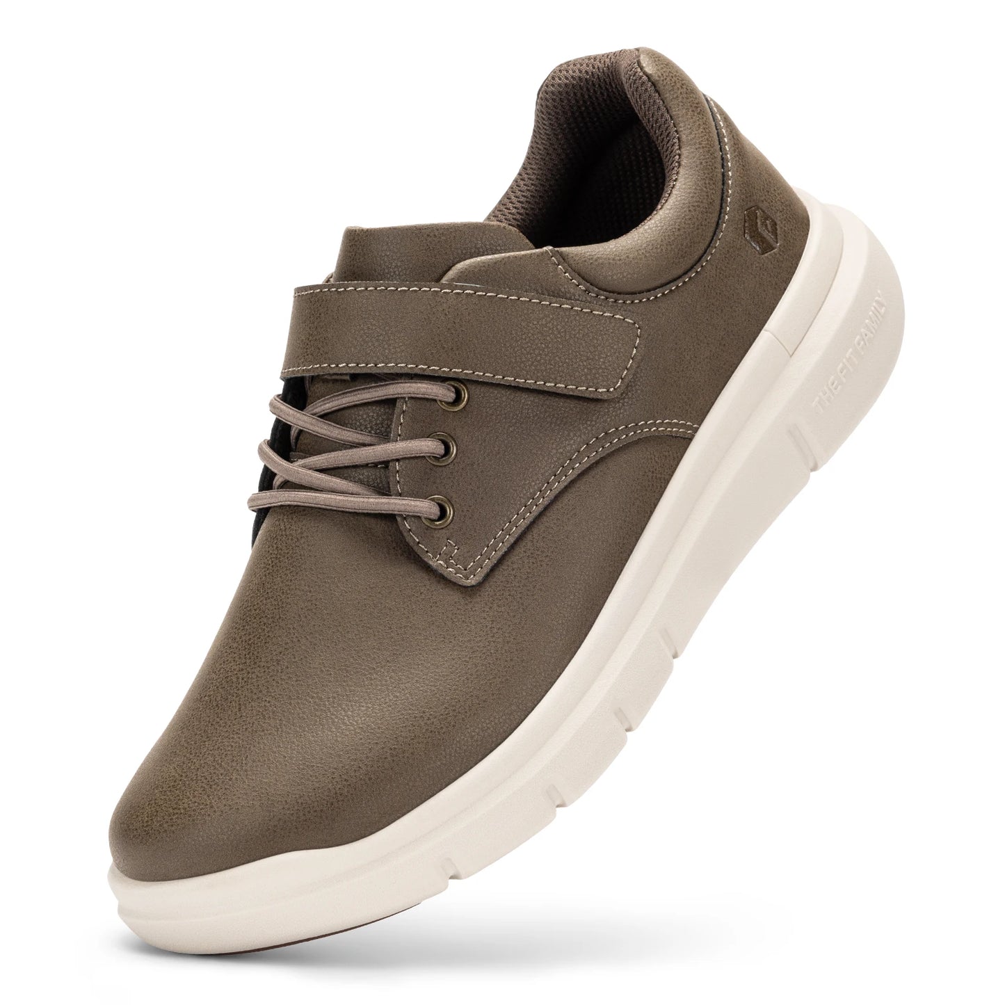 Fittington Mens Wide Width Leather Oxford Shoes Orthopedic Hook Loop