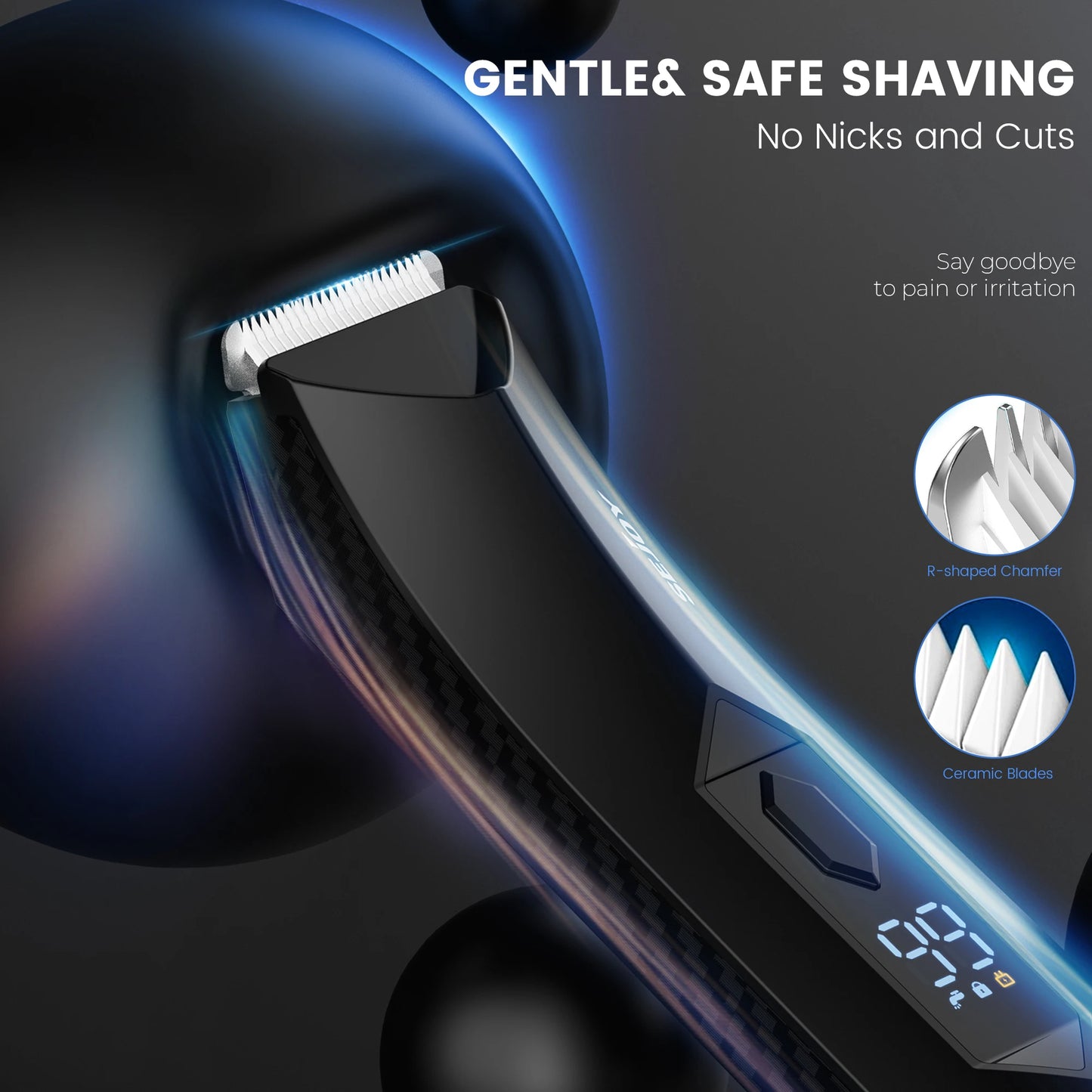 Sejoy Men's Groin Shaver With Replaceable Ceramic Blade Heads