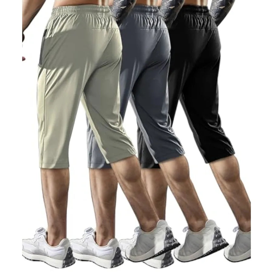 Womens Capri Joggers Quick Dry With Zipper Pockets