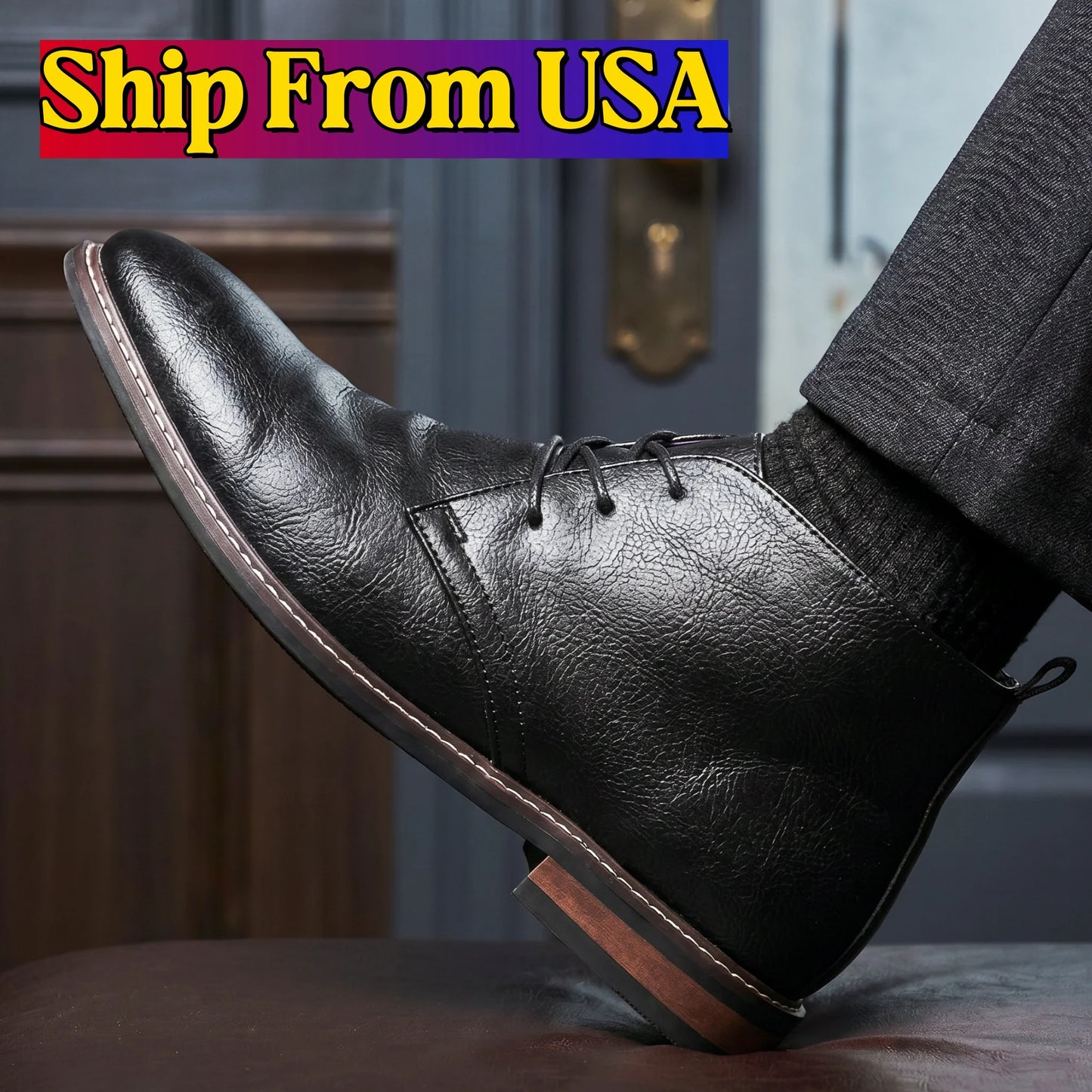 Hecrafted Mens Casual Desert Boots Lace Up Outdoor Walking Shoes