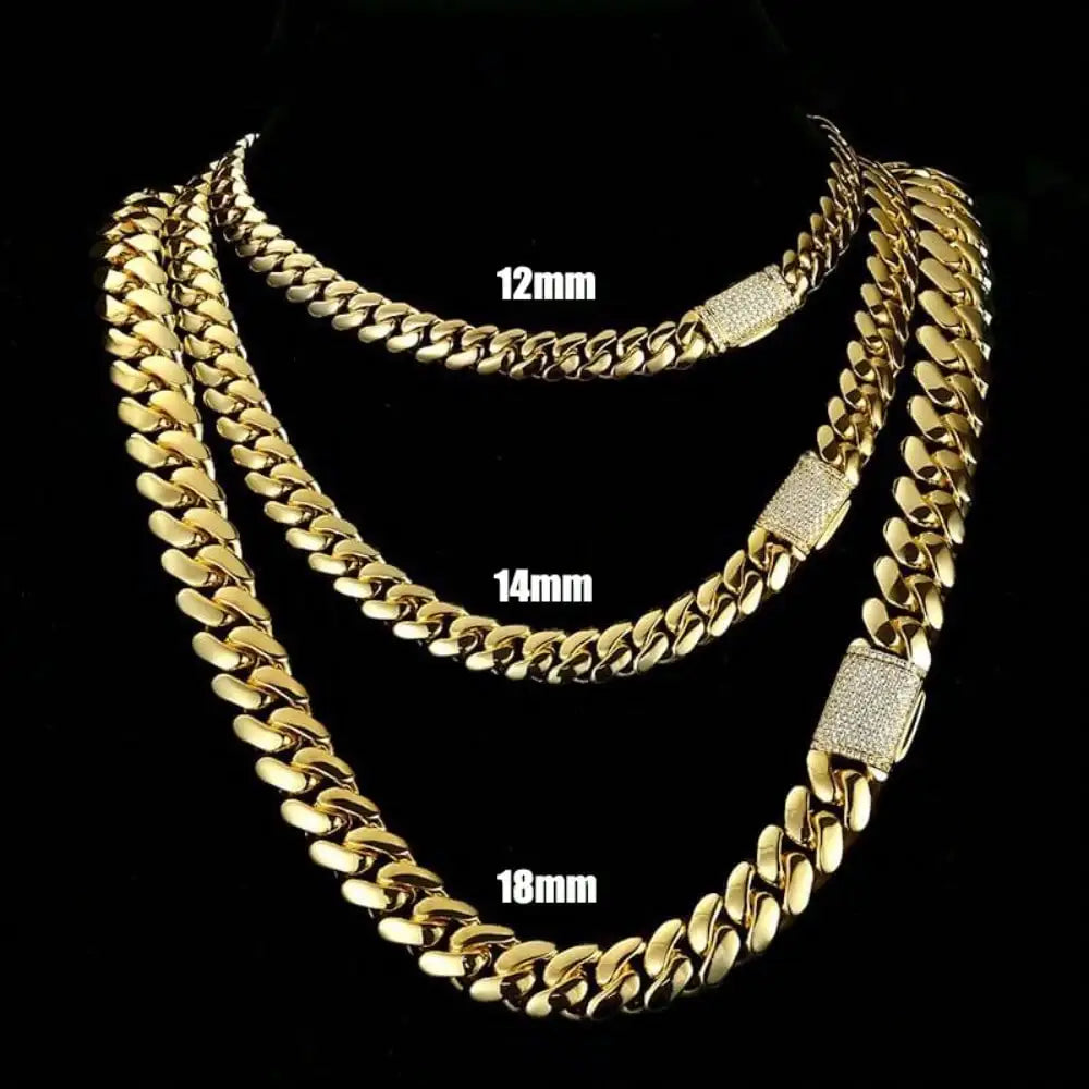 Hip Hop Bling Iced Out Gold-Plated Cuban Miami Link Necklace