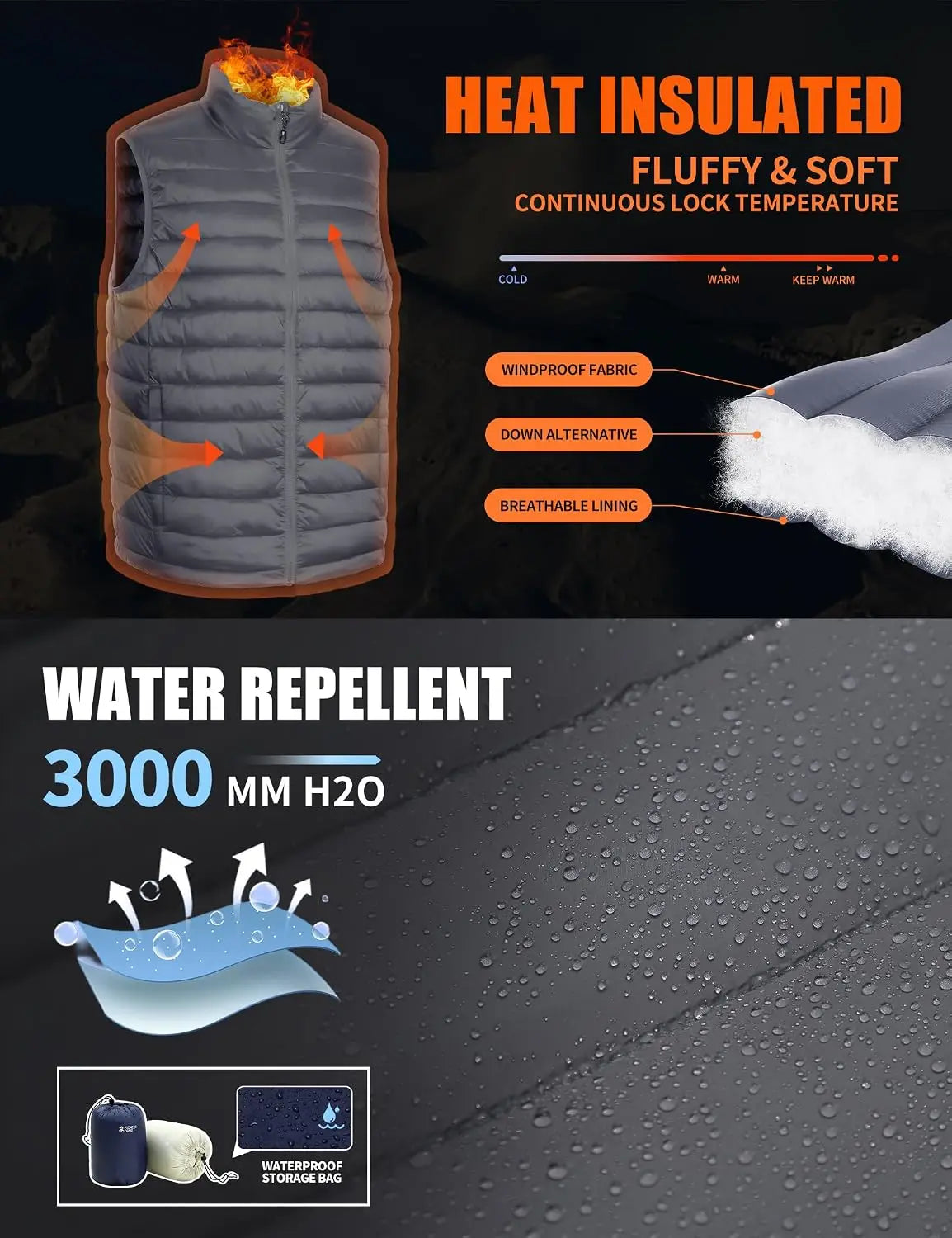 Pioneer Camp Men's Lightweight Packable Water Repellent Puffer Vest