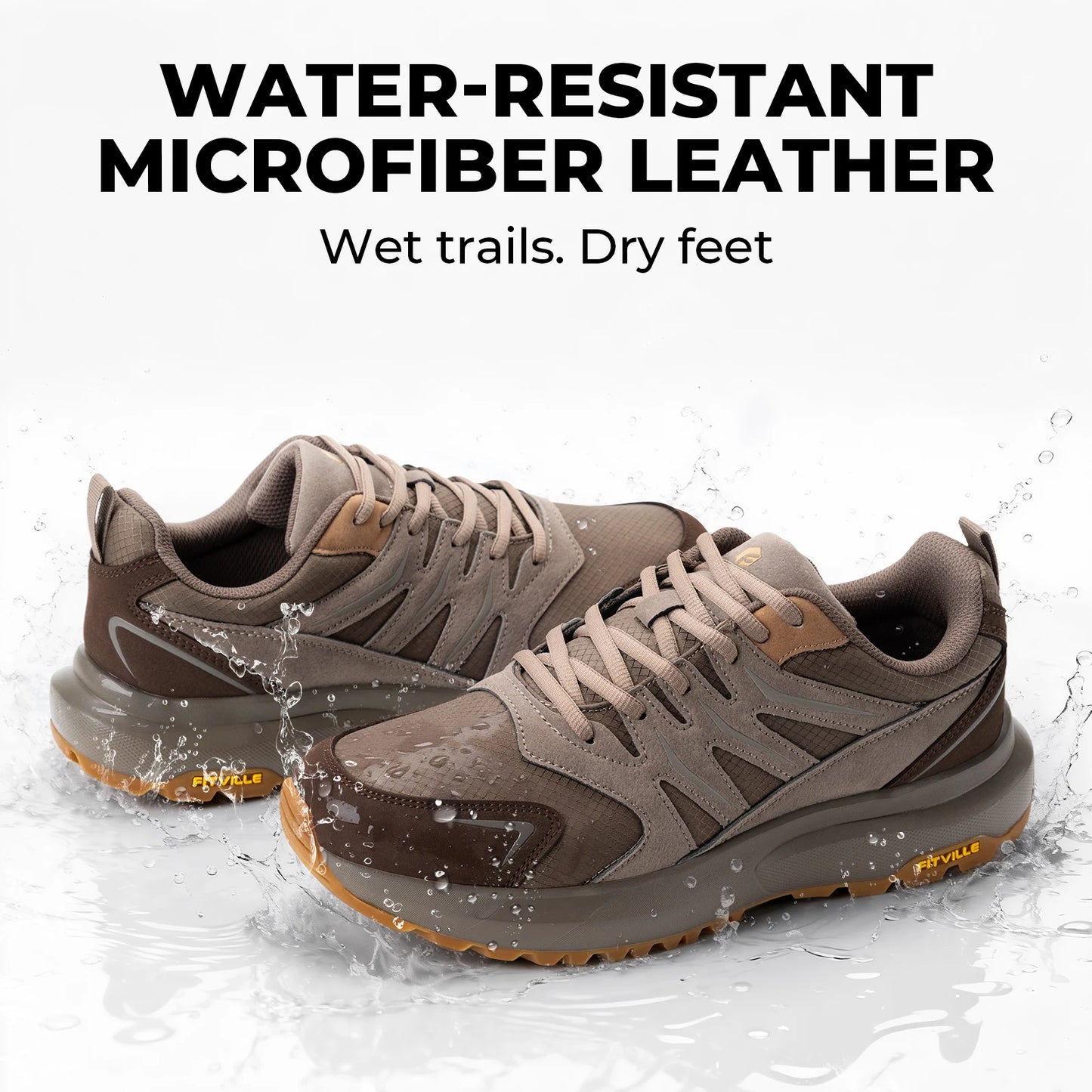 FitVille Mens Hiking Running Sneakers With Built In Arch Support