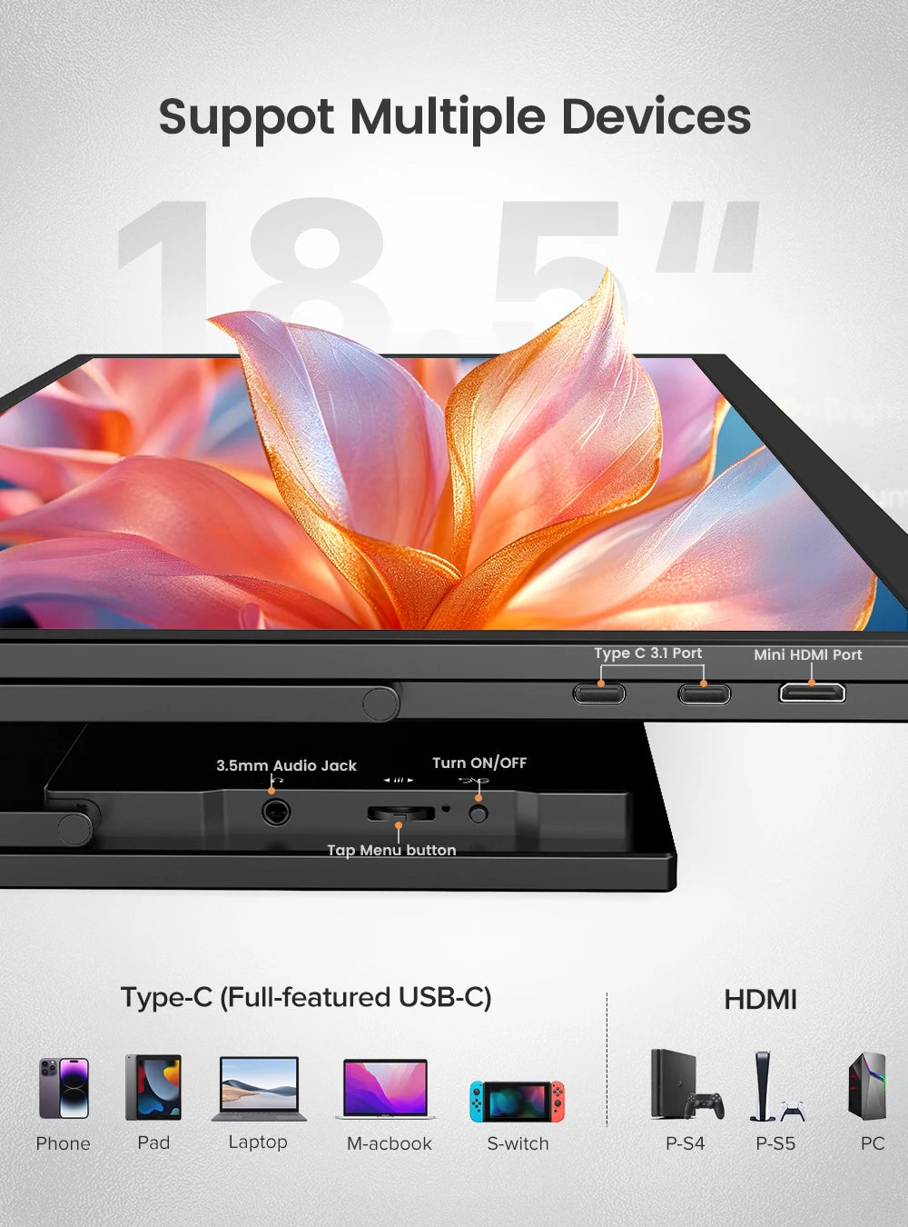 Uperfect 120Hz FHD IPS Monitor With HDMI USB C Speakers