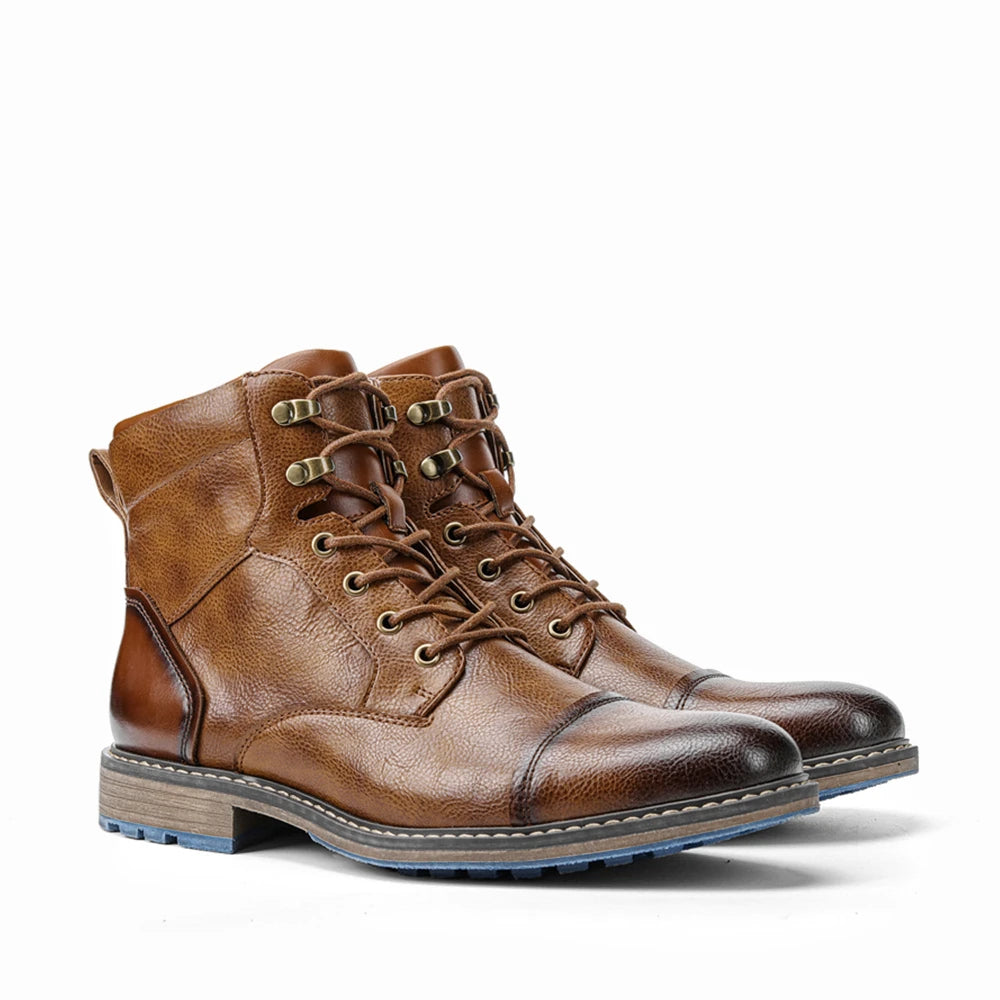 Leather Boots For Men With Zipper Ankle Style Spring Fashion