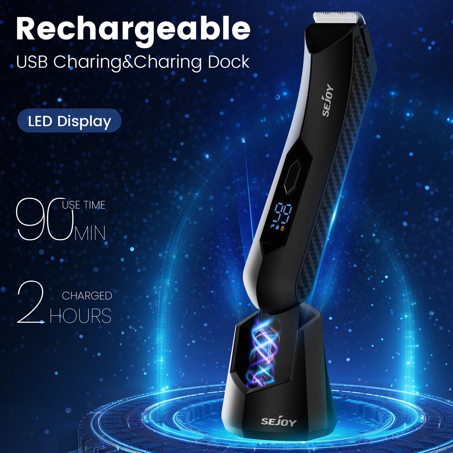 Sejoy Men's Groin Shaver With Replaceable Ceramic Blade Heads