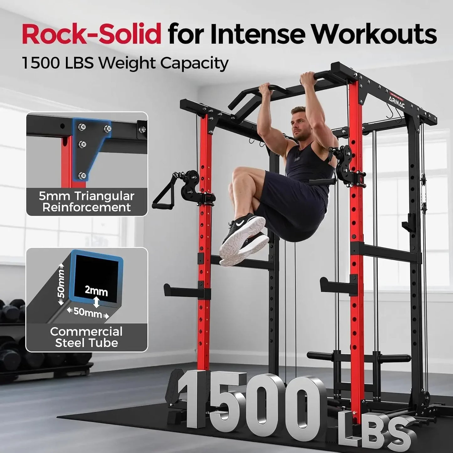 Power Cage 1500lbs Multi-Function Power Rack With Cable Crossover System
