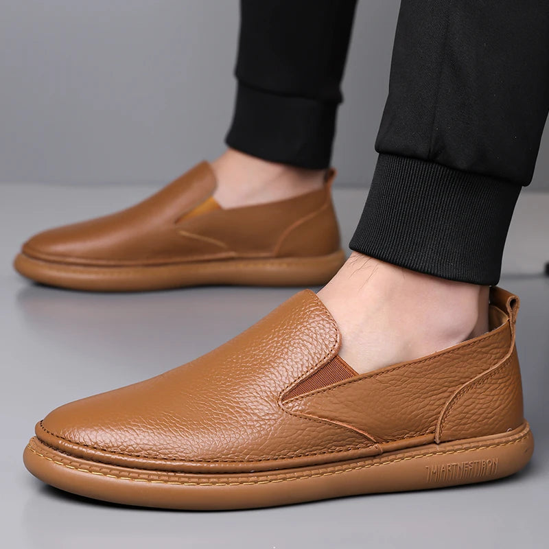 YUYIN Mogaciillo Mens Genuine Leather Slip On Loafers Casual Shoes