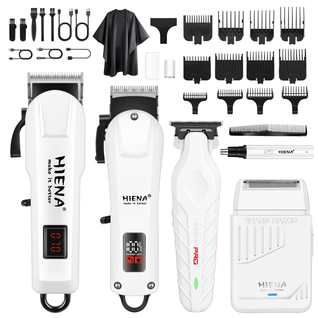 HIENA Pro Hair Clippers Kit Rechargeable Trimmer Set for Men