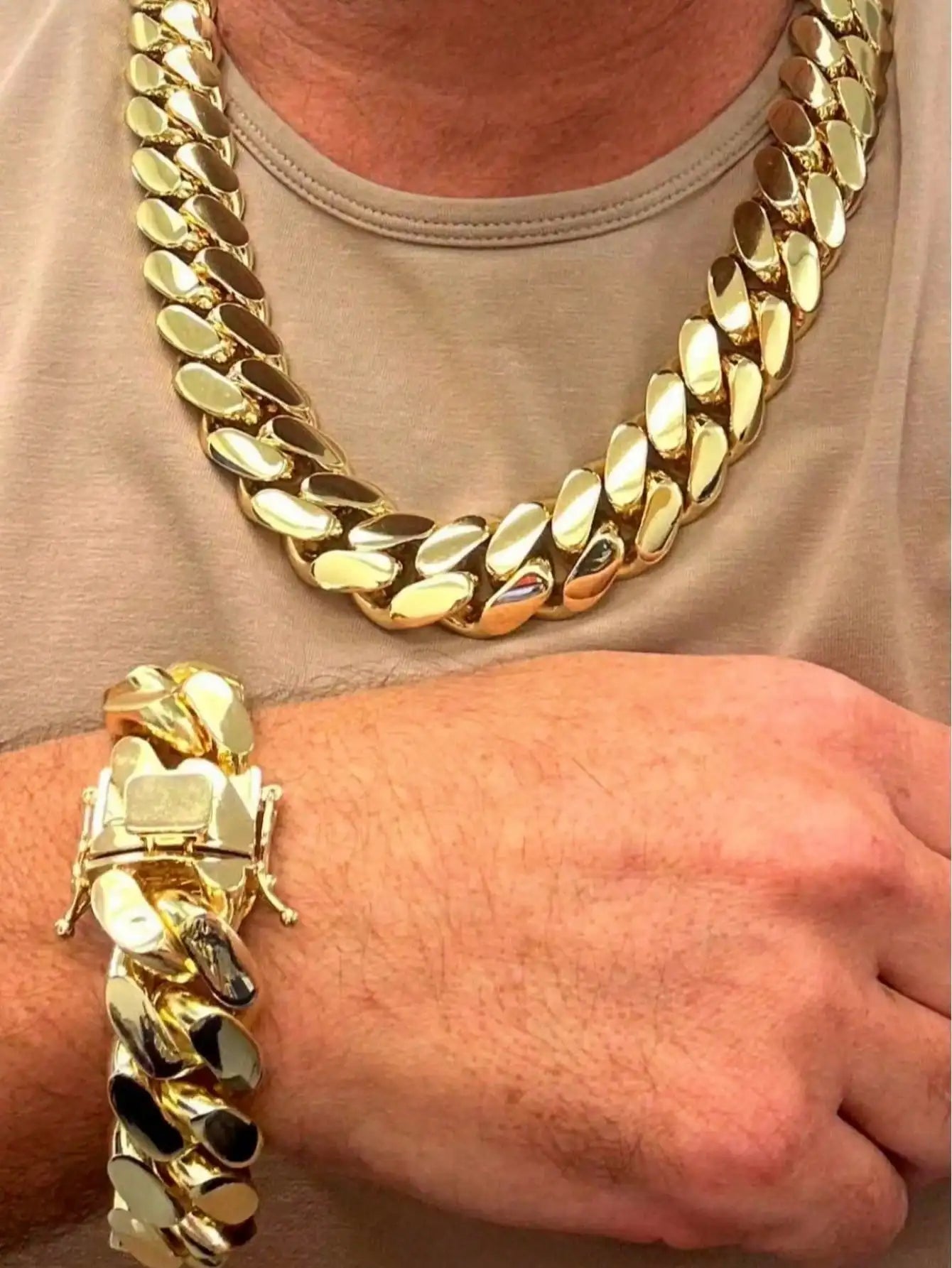 Stainless Steel Miami Link Chain Necklace for Men Jewelry