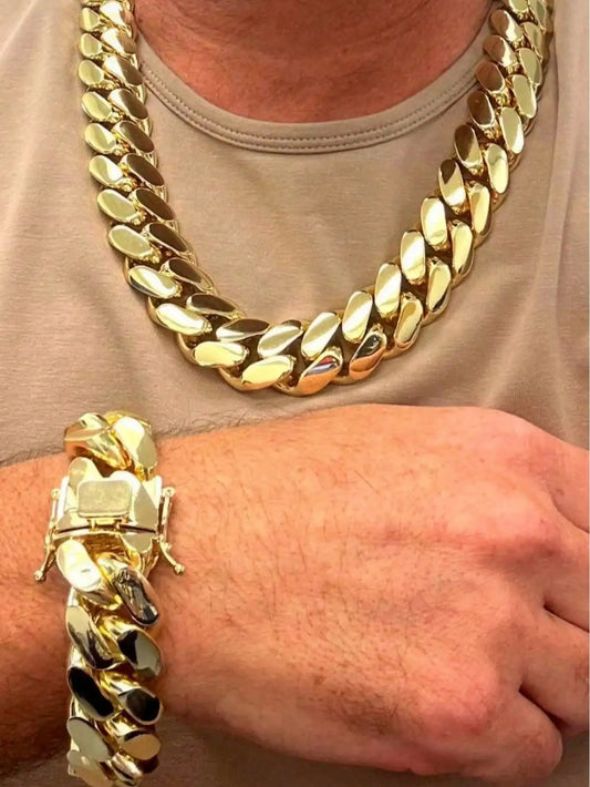 Stainless Steel Miami Link Chain Necklace for Men Jewelry