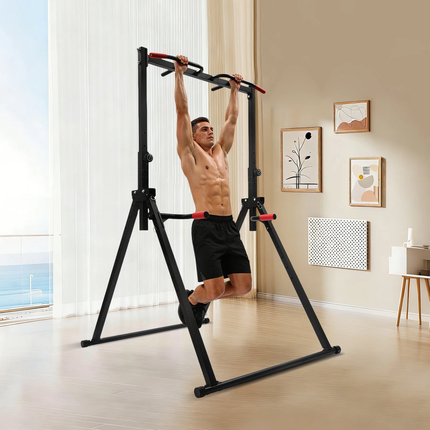 Adjustable Triangular Pull Up Bar Station For Home Gym 200kg