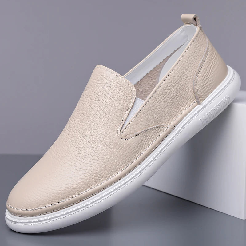 YUYIN Mogaciillo Mens Genuine Leather Slip On Loafers Casual Shoes