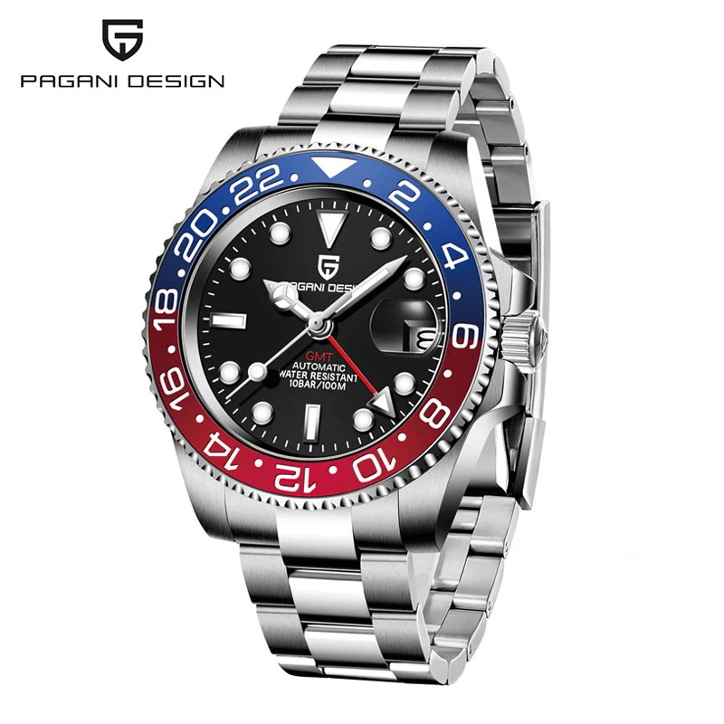 PAGANI DESIGN 40Mm GMT Mechanical Stainless Steel Watch