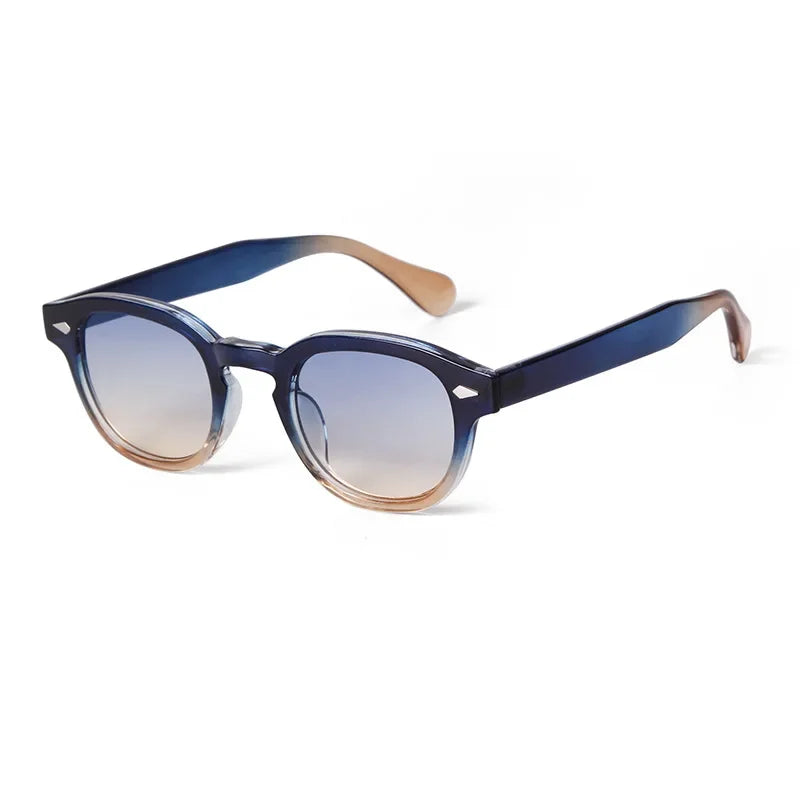 RPXBGUCKARHG Vintage Shell Round Sunglasses Unisex UV400 Rivet Design