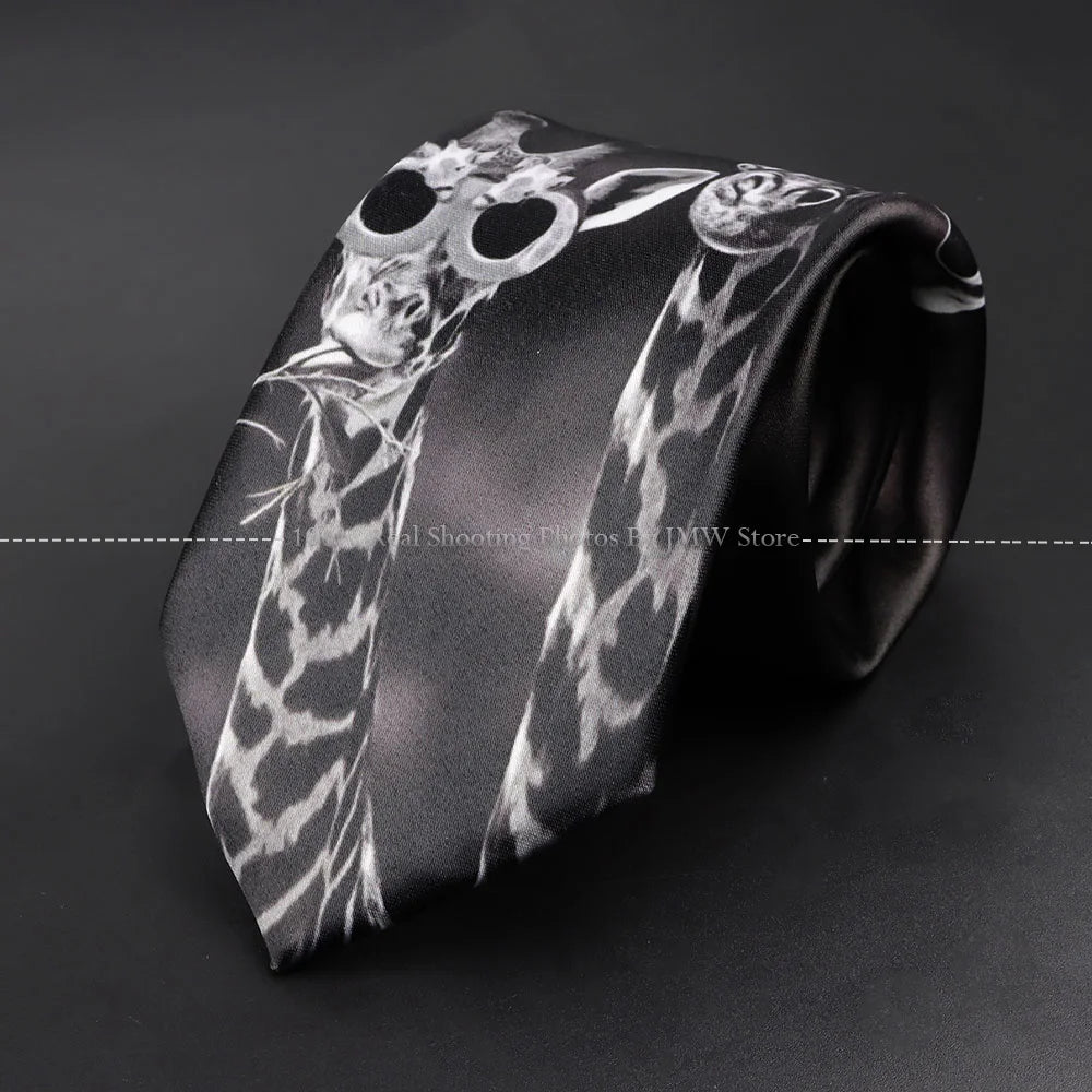 ZLQGOU Mens Polyester Graffiti Maths Fruits Animal Print Necktie