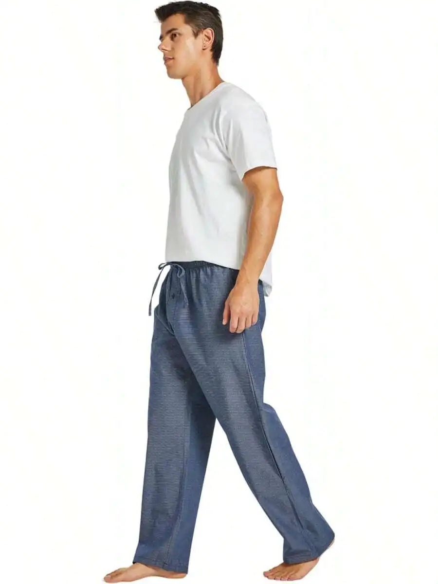Mens 100% Cotton Plaid Woven Pajama Pants Sleep Lounge Pants