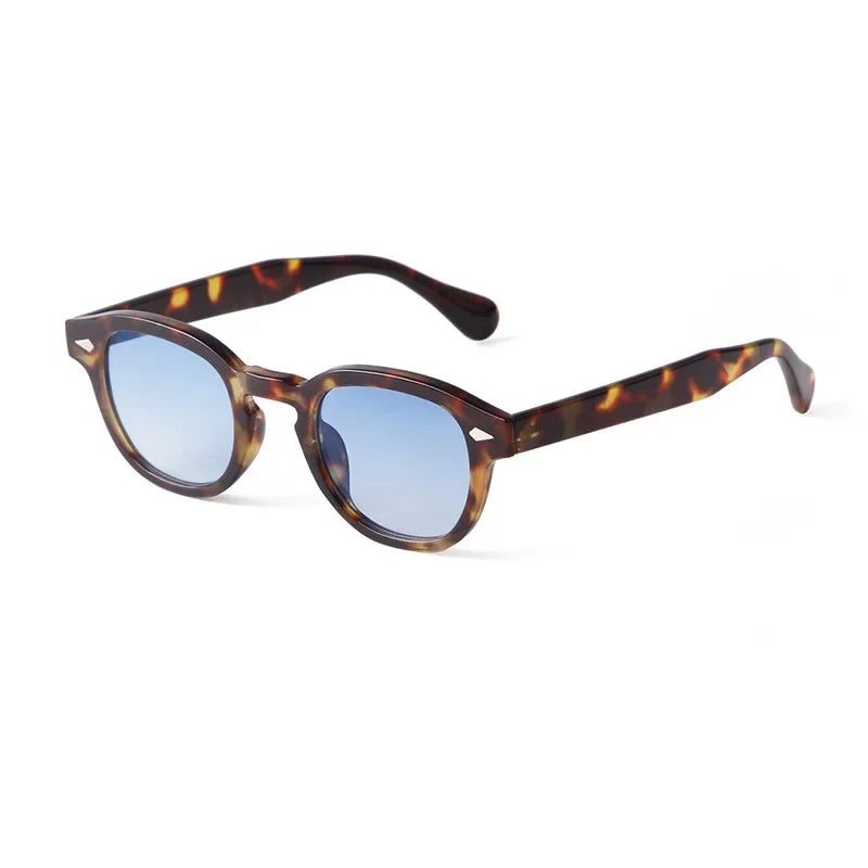 RPXBGUCKARHG Vintage Shell Round Sunglasses Unisex UV400 Rivet Design