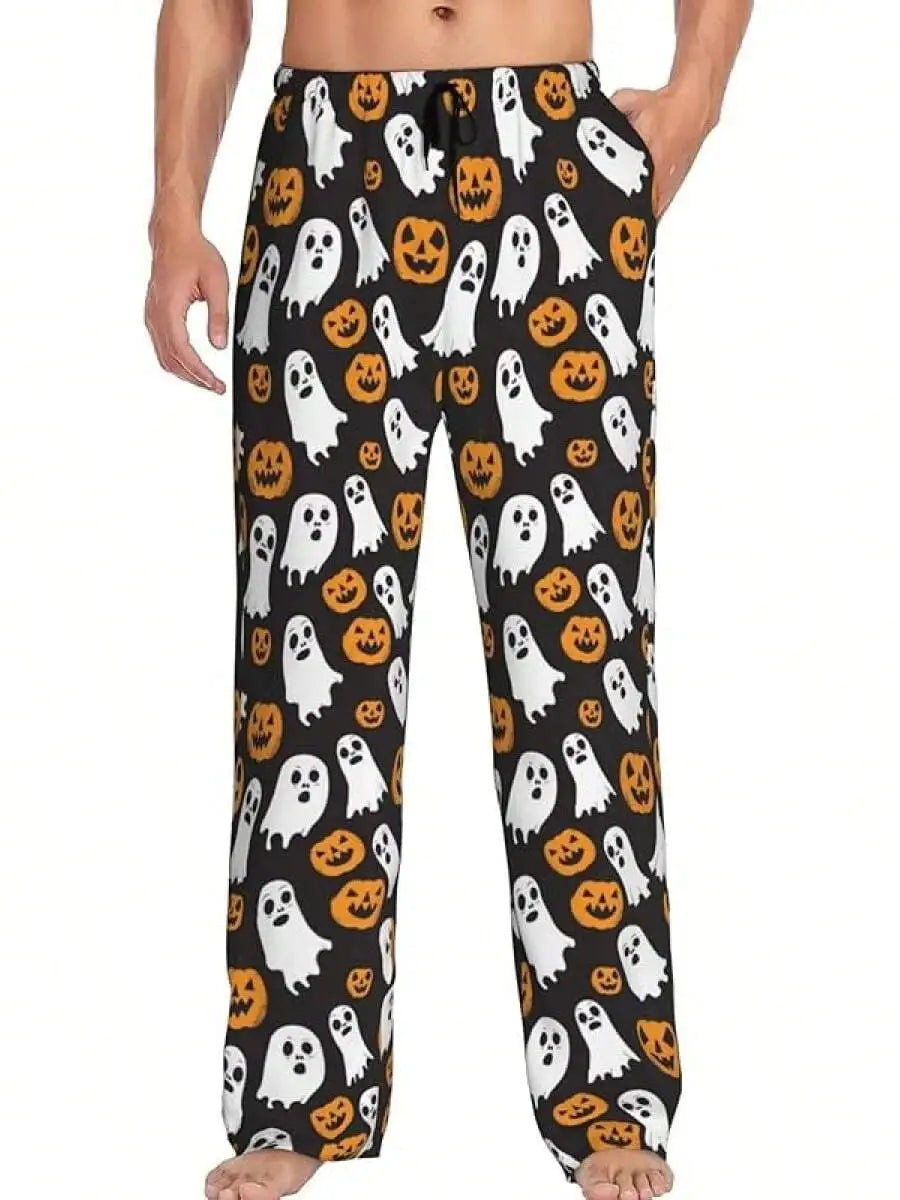 Mens Banana Print Pajama Pants With Pockets Sleep Lounge Pants