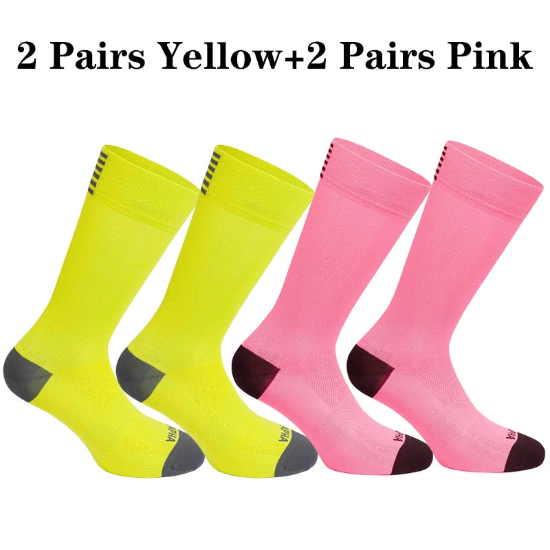 Men Cycling Socks Mesh Breathable Road Bike Socks 4 Pack