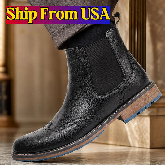 Hecrafted Chelsea Boots for Men Retro Comfortable Leather Ankle Boots