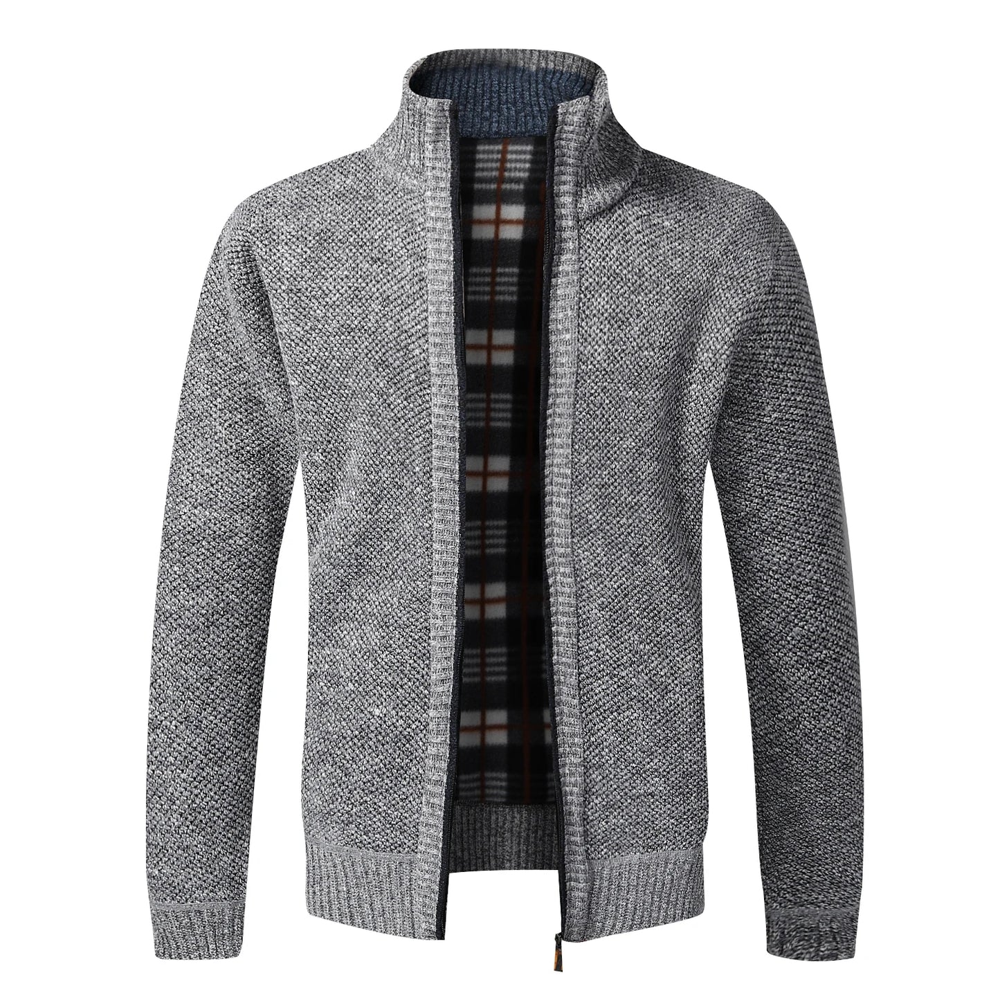 Men Fleece Cardigan Full Zip Knit Sweater Coat Autumn Winter