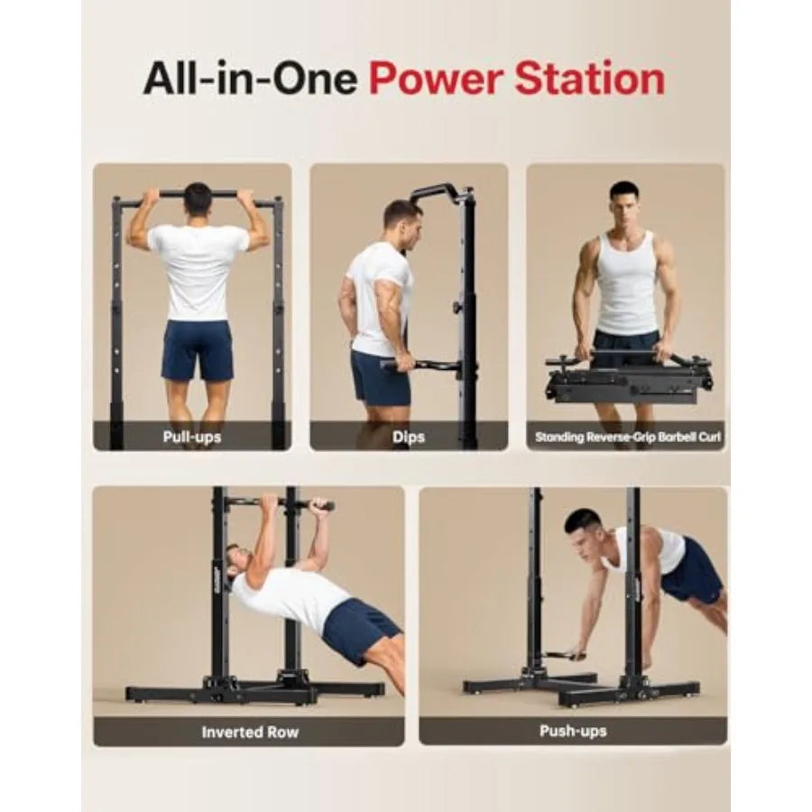 Foldable Pull Up Dip Station Power Tower For Gym 450LBS