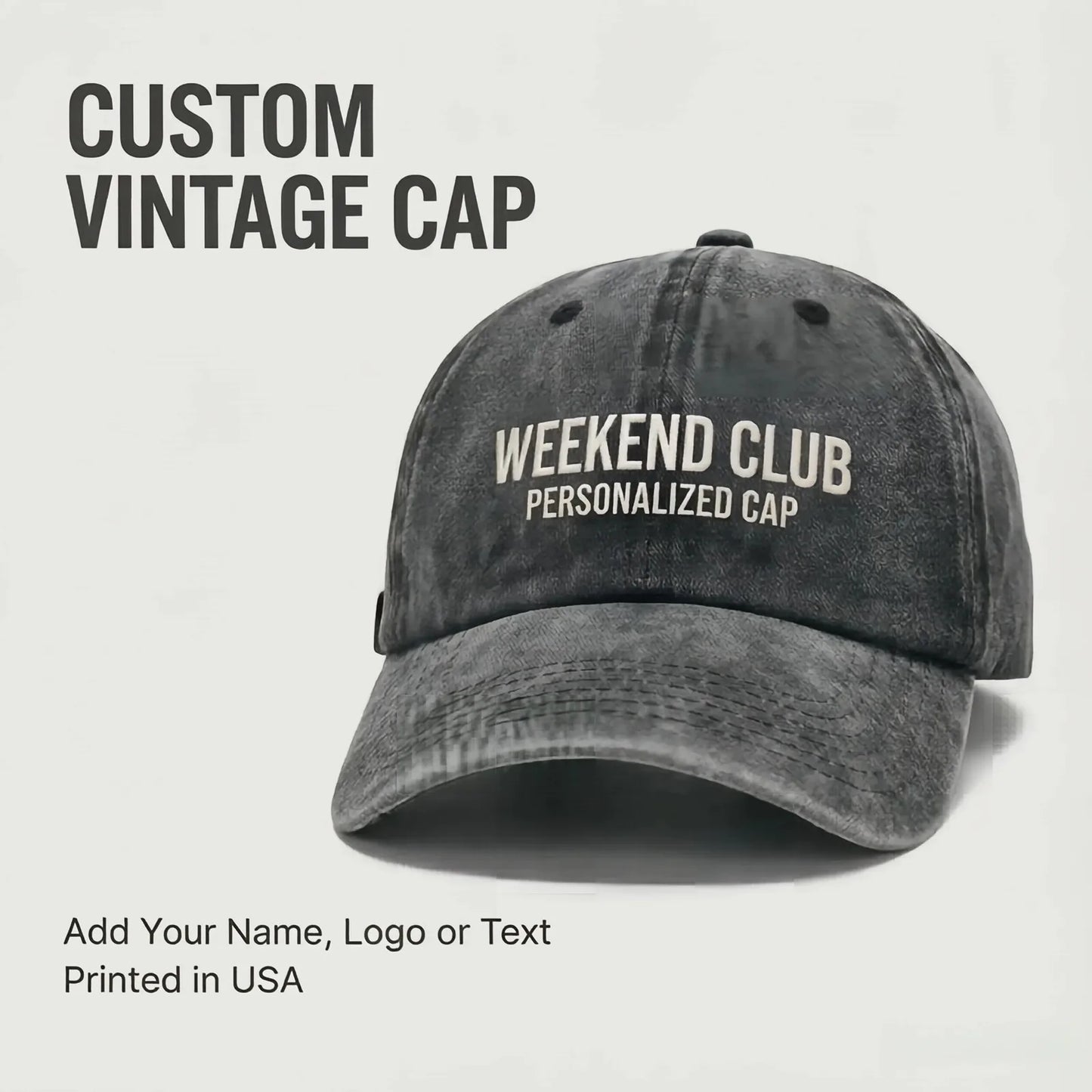Personalized Vintage Washed Baseball Cap Custom Name Logo Text Hat