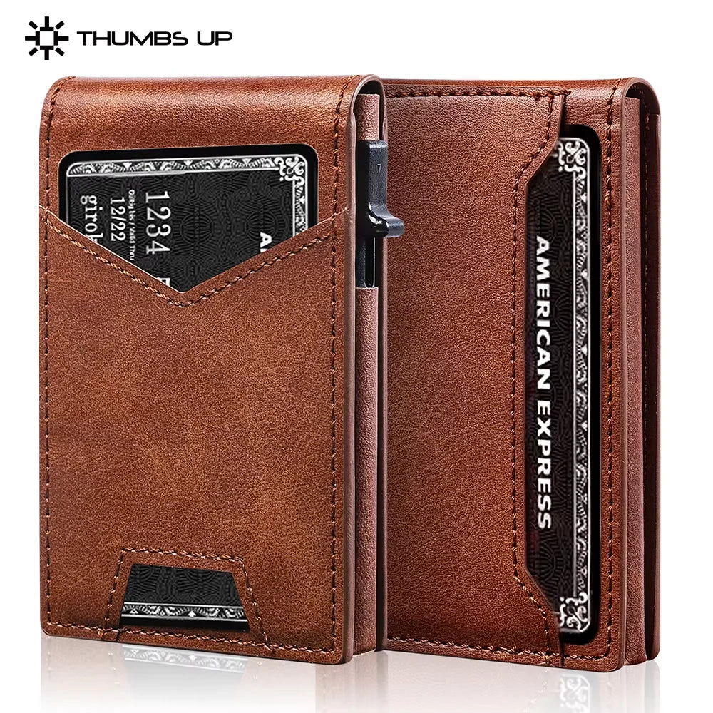 IWANTIT Minimalist Cardholder Wallet With Card Ejector RFID Blocking