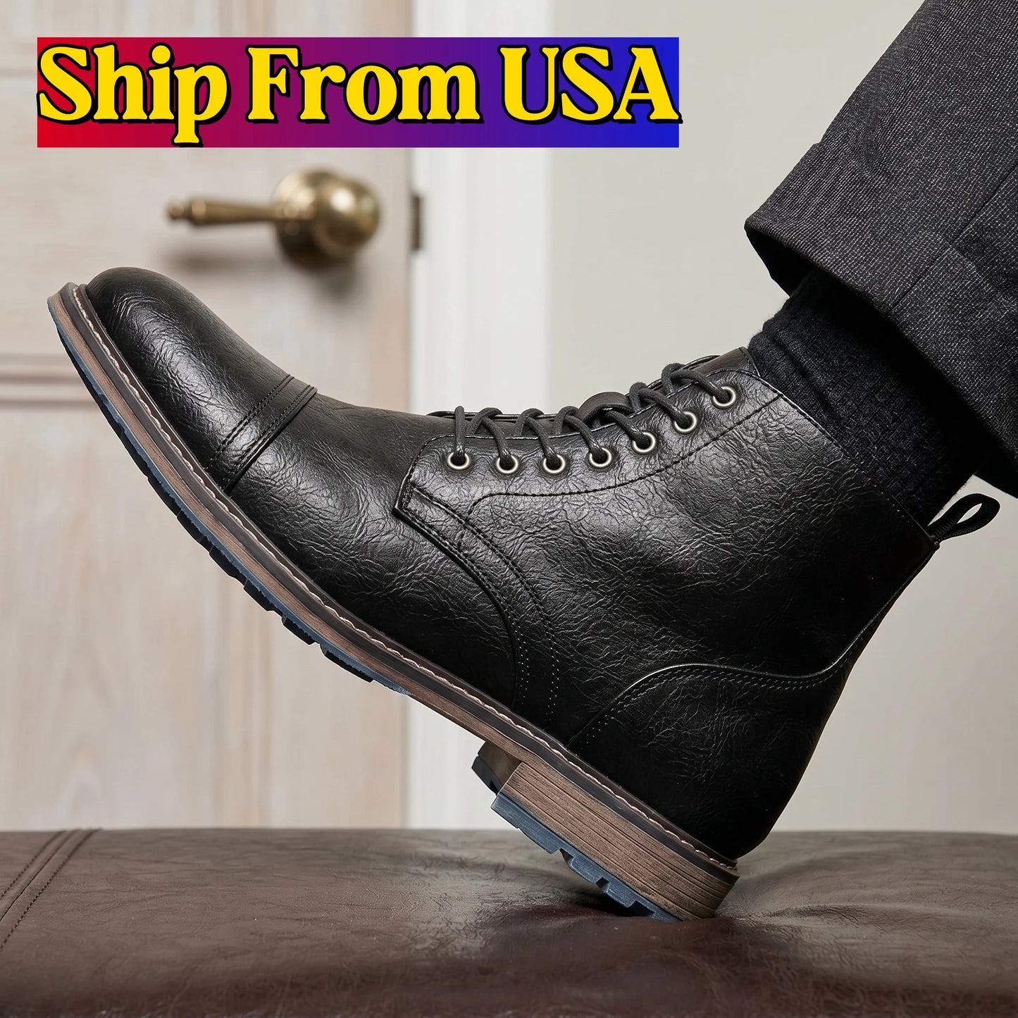 Hecrafted Comfortable Casual Men Ankle Boots Lace Up